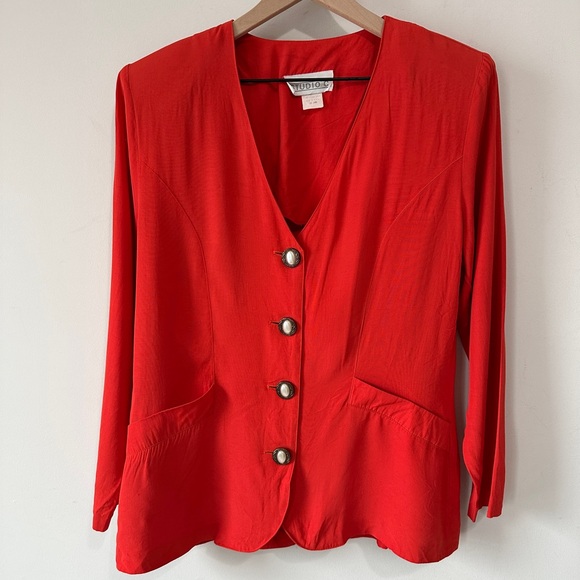 🔥 PRICE DROP🔥 Vintage Burnt Orange Blazer & High Waisted Pleated Front Trouses - Picture 4 of 7